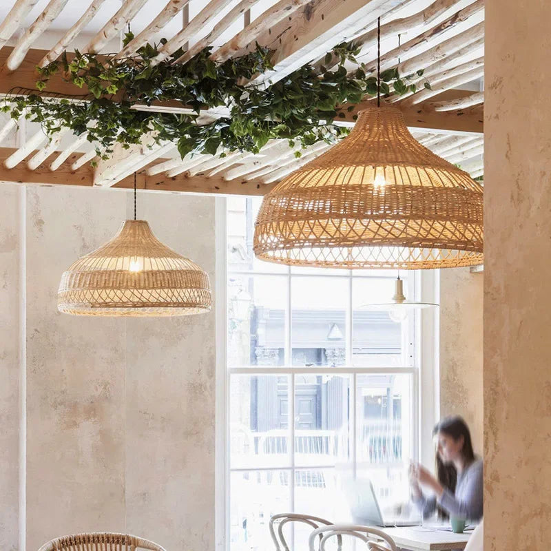 Hand Woven Rattan LED Pendent
